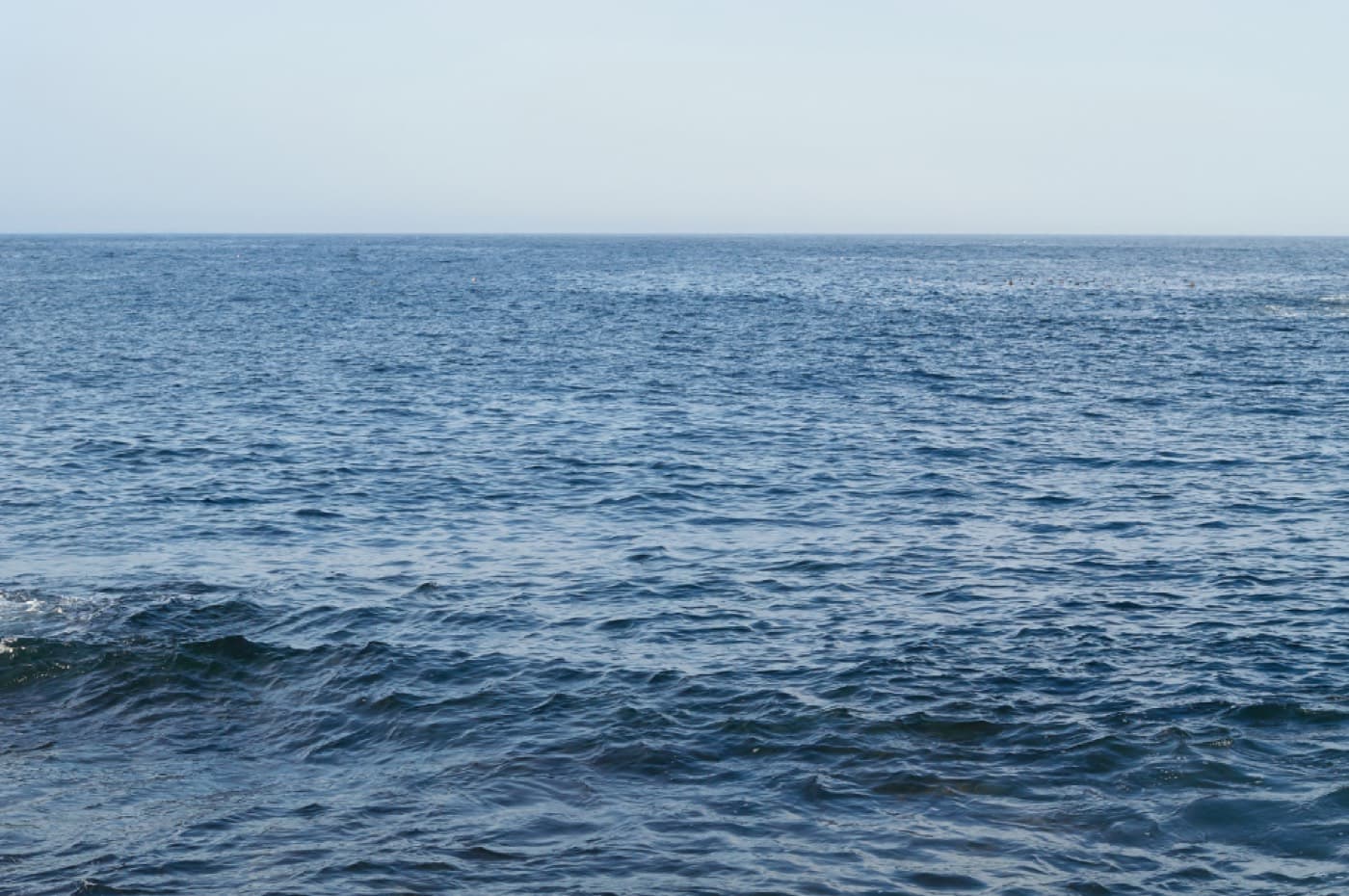 La surface d'une mer bleue et froide, jusqu'à l'horizon